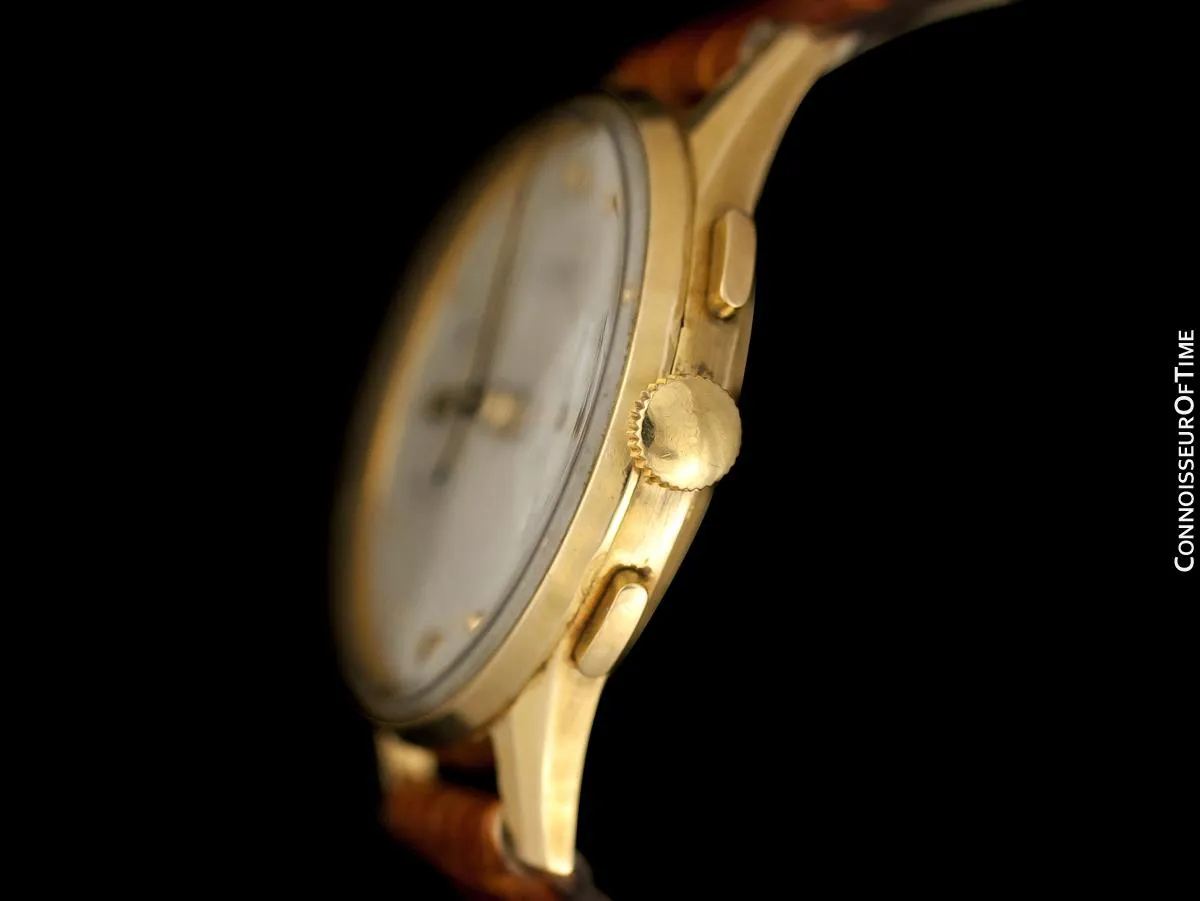 1950's Heuer Vintage Valjoux 23 Chronograph Mens Watch - 18K Gold