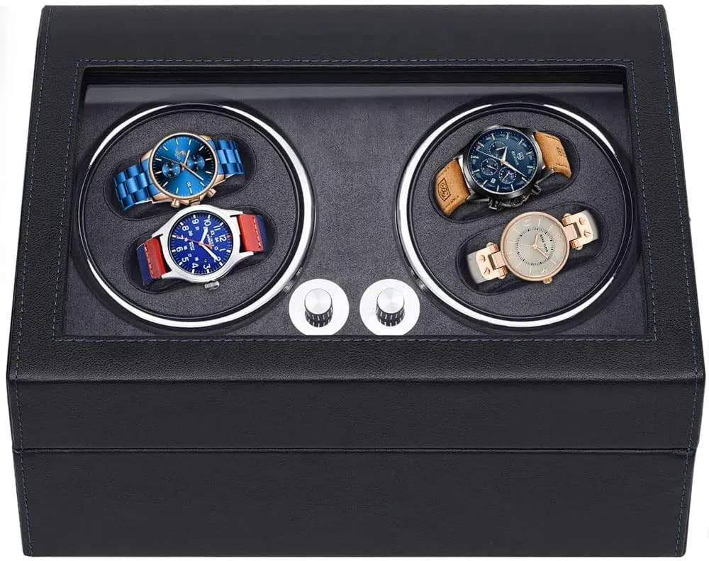 4-Slot Rotating Watch Winder With 6-Slot Watches Display Storage Blwl0051