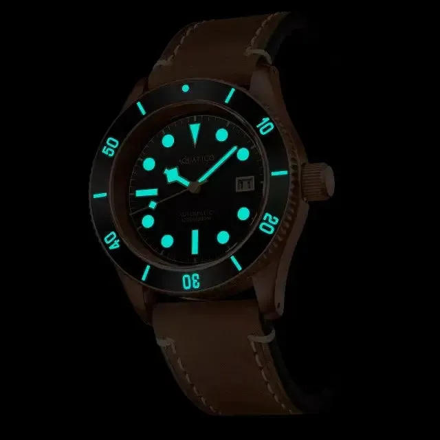 Aquatico Bronze Sea Star Black Dial Watch (Blue Ceramic Bezel)