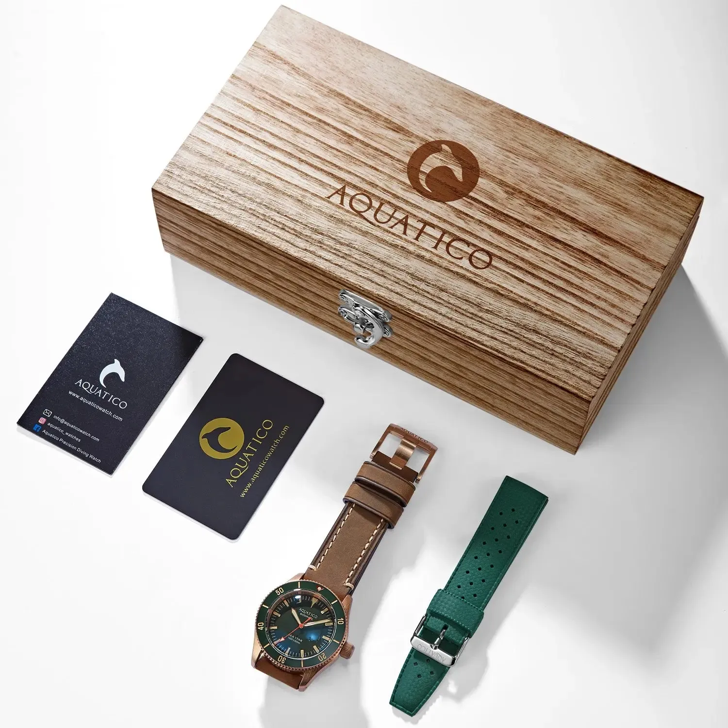 Aquatico Bronze Sea Star Green Dial Watch (Sellita sw200-1 No Date)