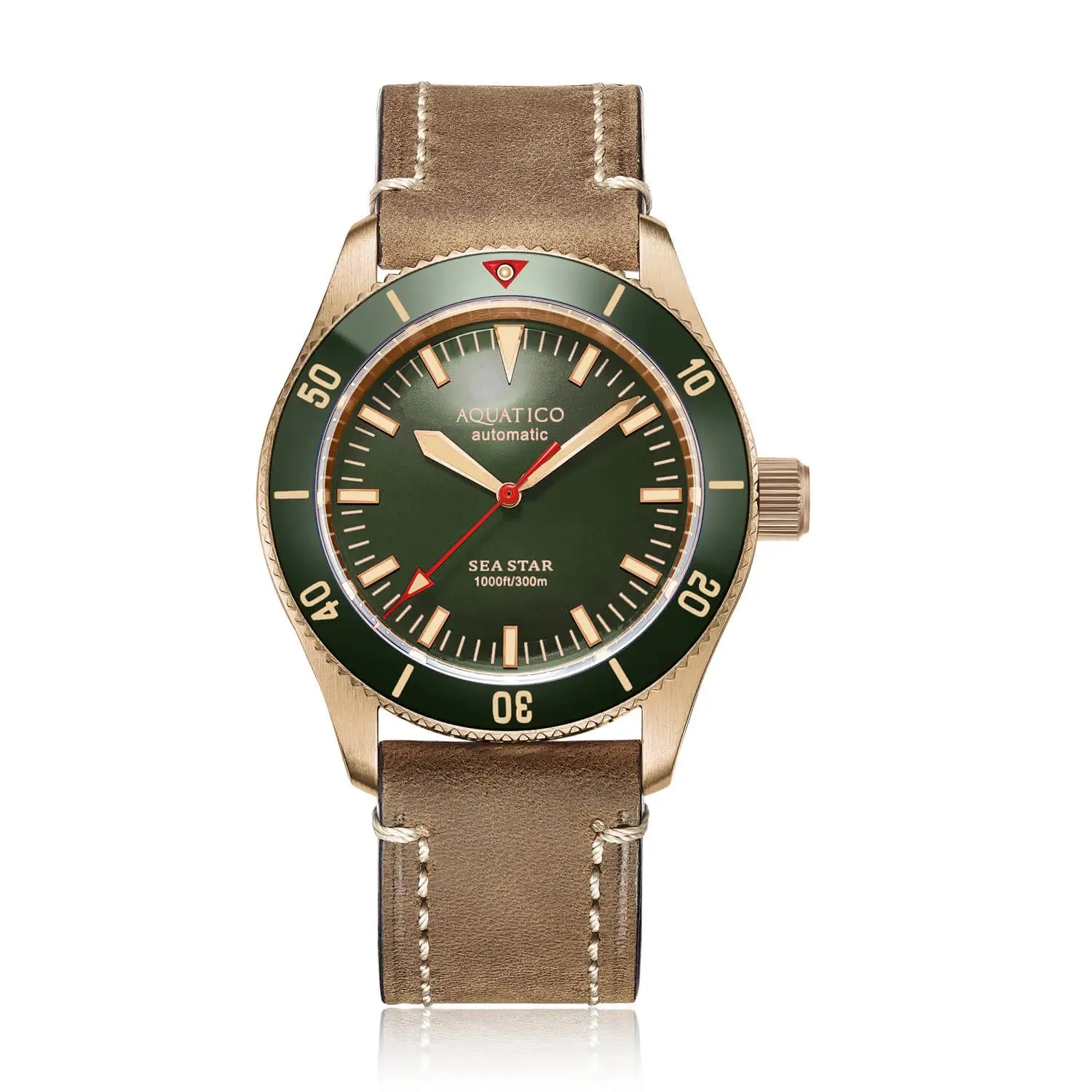 Aquatico Bronze Sea Star Green Dial Watch (Sellita sw200-1 No Date)