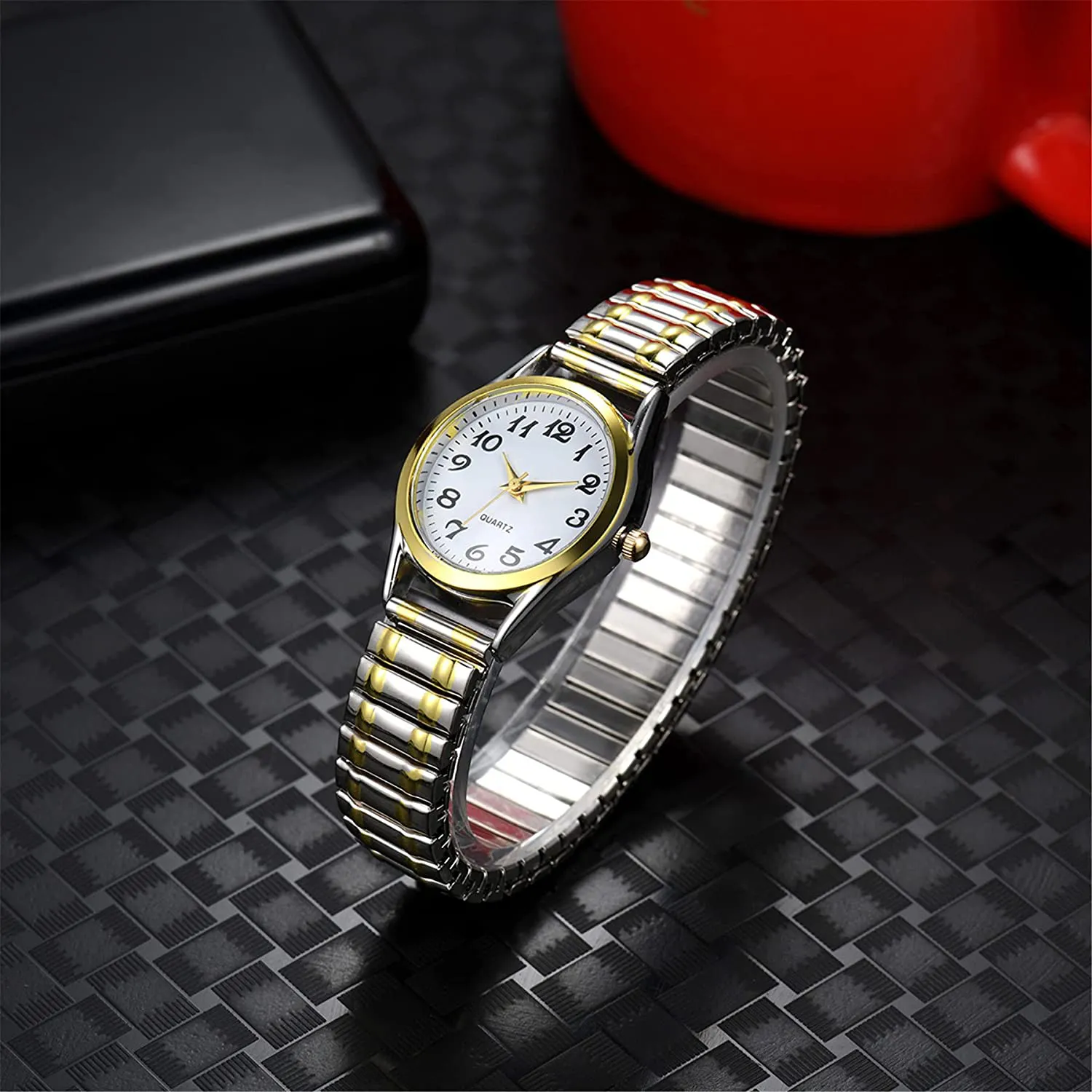 Avaner Elastic Strap Wristwatch, Couple Bangle Watch, Ultrathin Bracelet Watch, Big Number Analog Quartz Watch for Men and Women