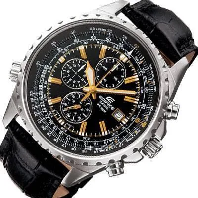 Casio Edifice EF-527 Aviator Leather Watch