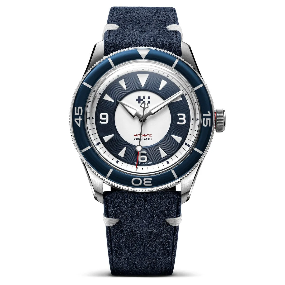 Christopher Ward   WatchGecko C65 Aquitaine - Overton Blue Suede