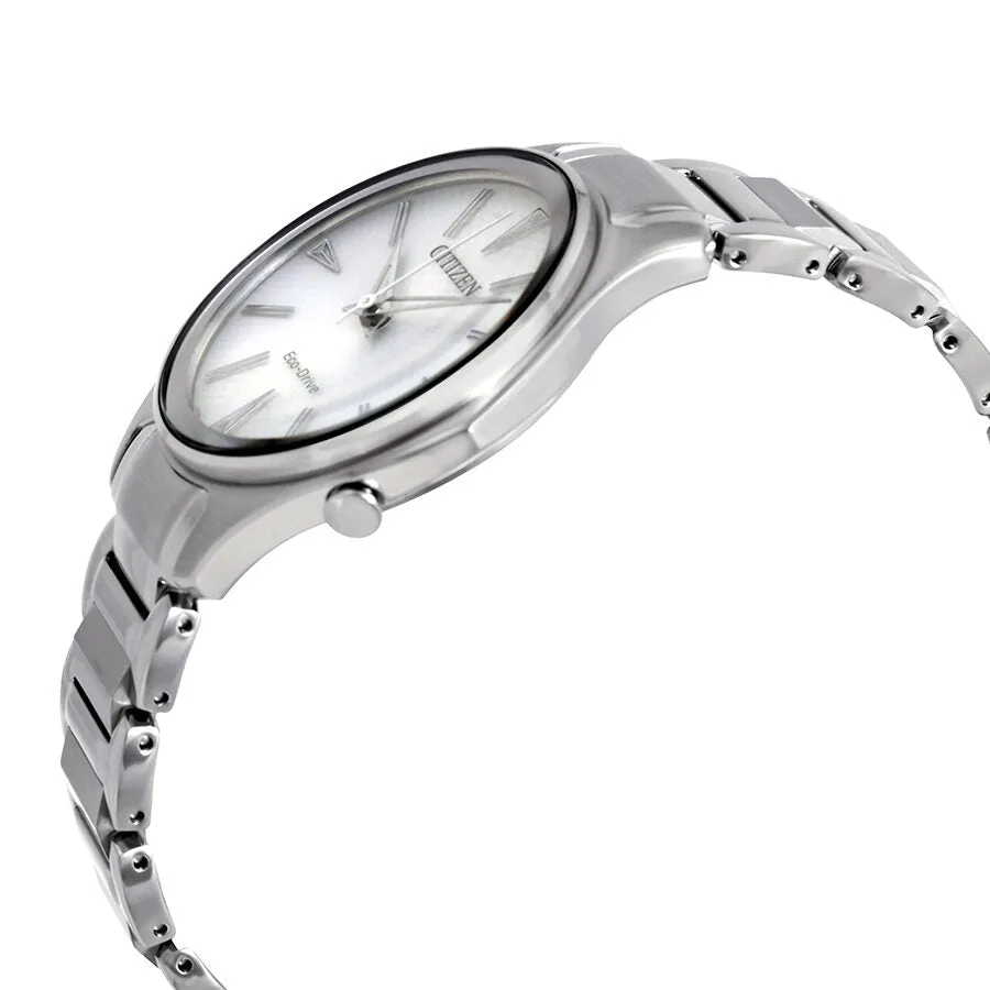 Citizen Modena Eco-Drive Silver Dial Ladies Stainless Steel Watch EM0590-54A