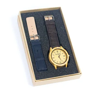 Cork Watch Set - Two Color Watch Strap - Unisex Cork Fashion Watch WA-239-BOX(with  box)