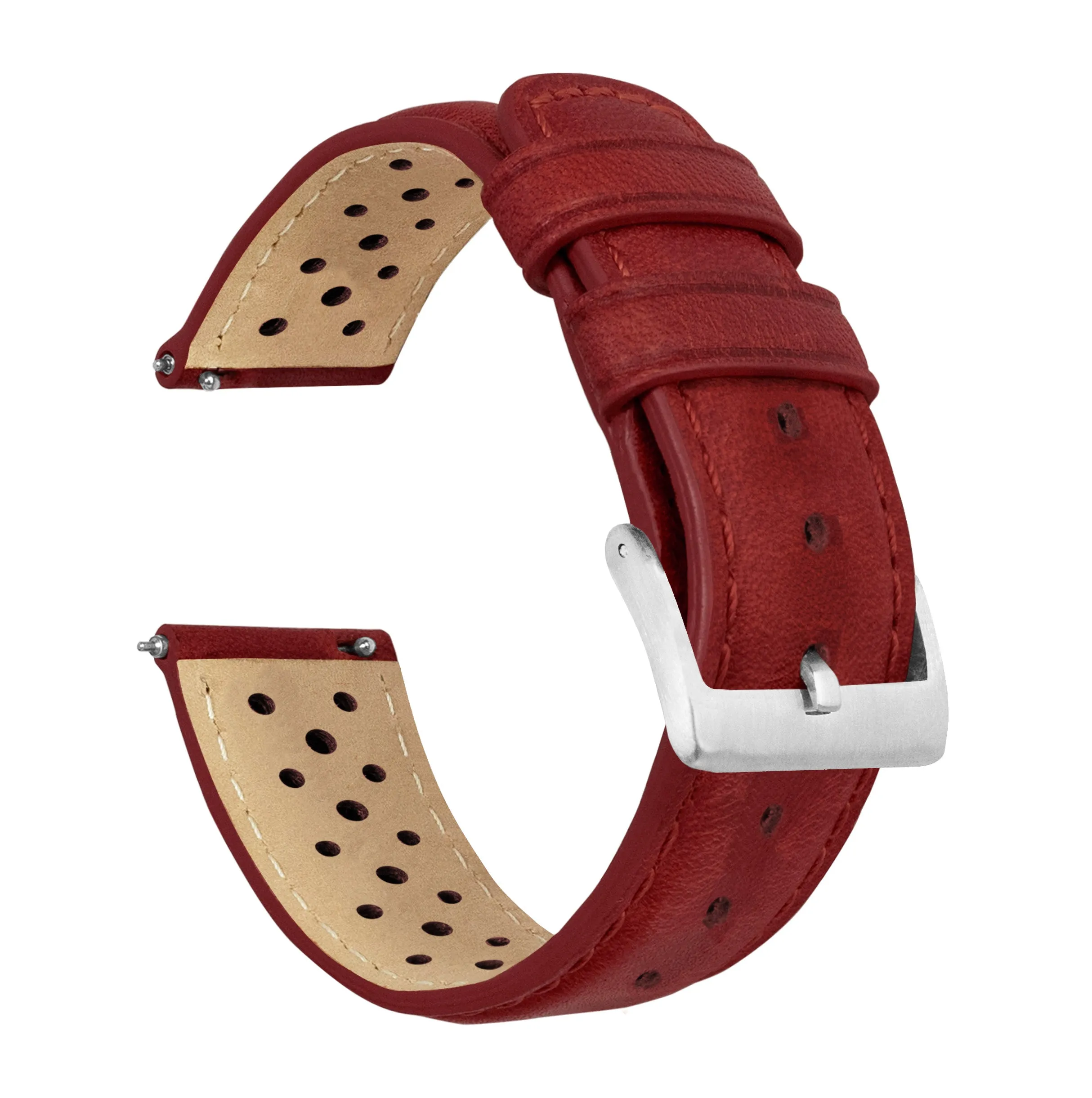 Crimson Red Racing Horween Leather Watch Band (20mm, 21mm, 23mm, 24mm SALE)