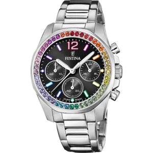 Elegant Festina Rainbow Women's Boyfriend Collection Black Watch F20606/3