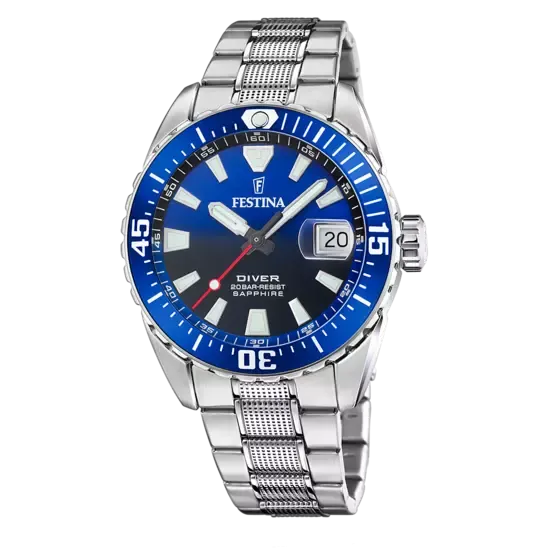 Festina Originals Men's Timepiece with Blue Dial and Stainless Steel Bracelet F20669/1