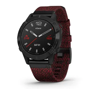 Garmin fenix 6 Sapphire Red Nylon Band Black Digital Dial Multisport GPS Smart Watch - 010-02158-16