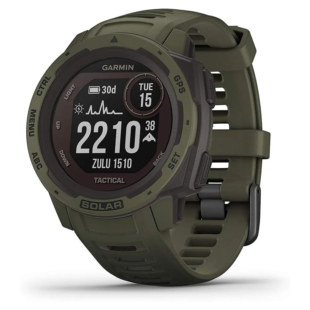 Garmin Instinct tactical Moss Silicone Band Digital Dial Solar GPS Smartwatch - 010-02293-14