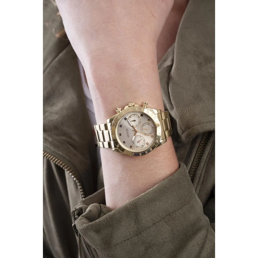 Guess Sport 38 mm Size Gold Dial Women Chronograph Watch - GW0314L2