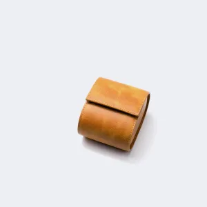 Leather Travel Watch Case - Mustard - Single Watch Roll