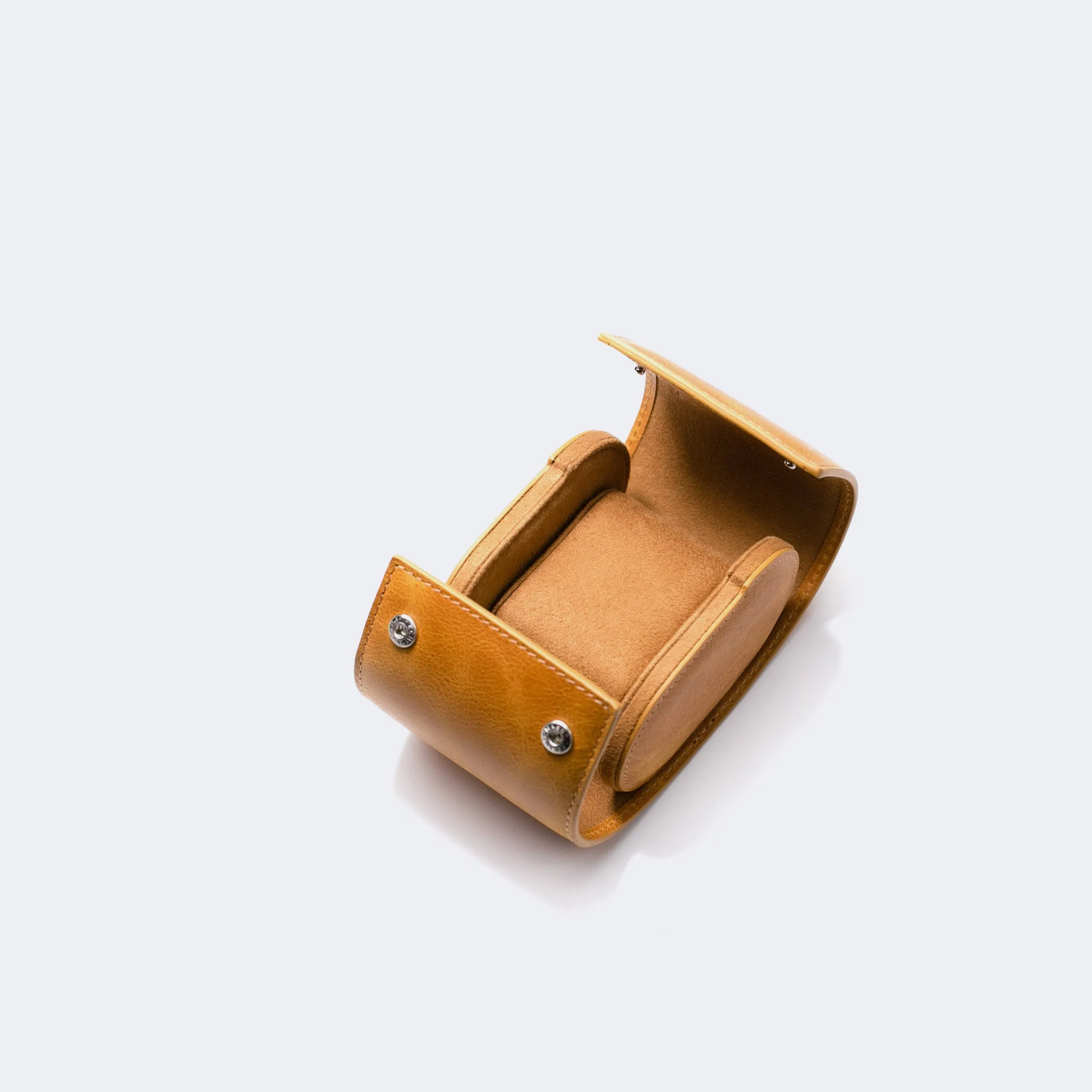 Leather Travel Watch Case - Mustard - Single Watch Roll