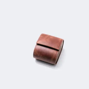 Leather Travel Watch Case - Tobacco - Single Watch Roll