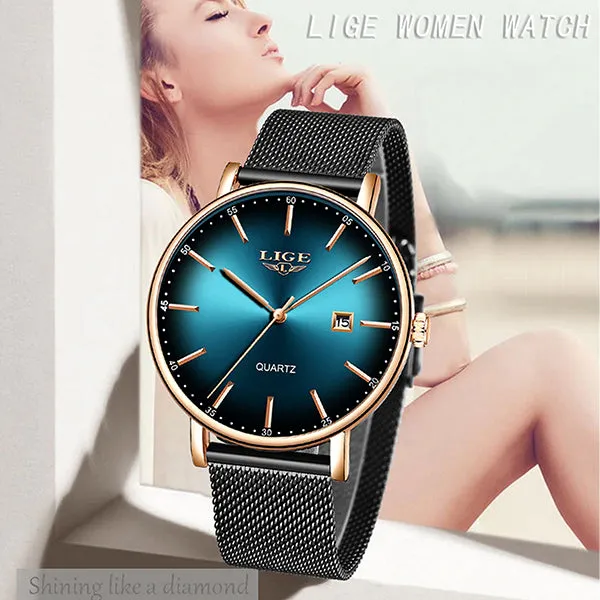 LIGE Womens Simple Elegance Watch, 30M Waterproof