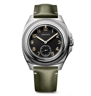 Longines Pilot Majetek 43mm Watch with Green Leather Strap