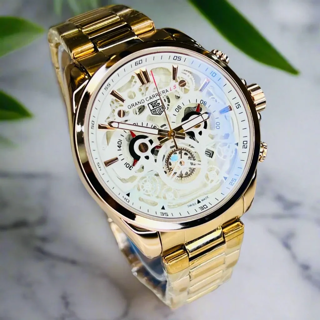 Luxury Grand Carrera Calibre 36 Skeleton Chain Strap Chronograph Business Watch