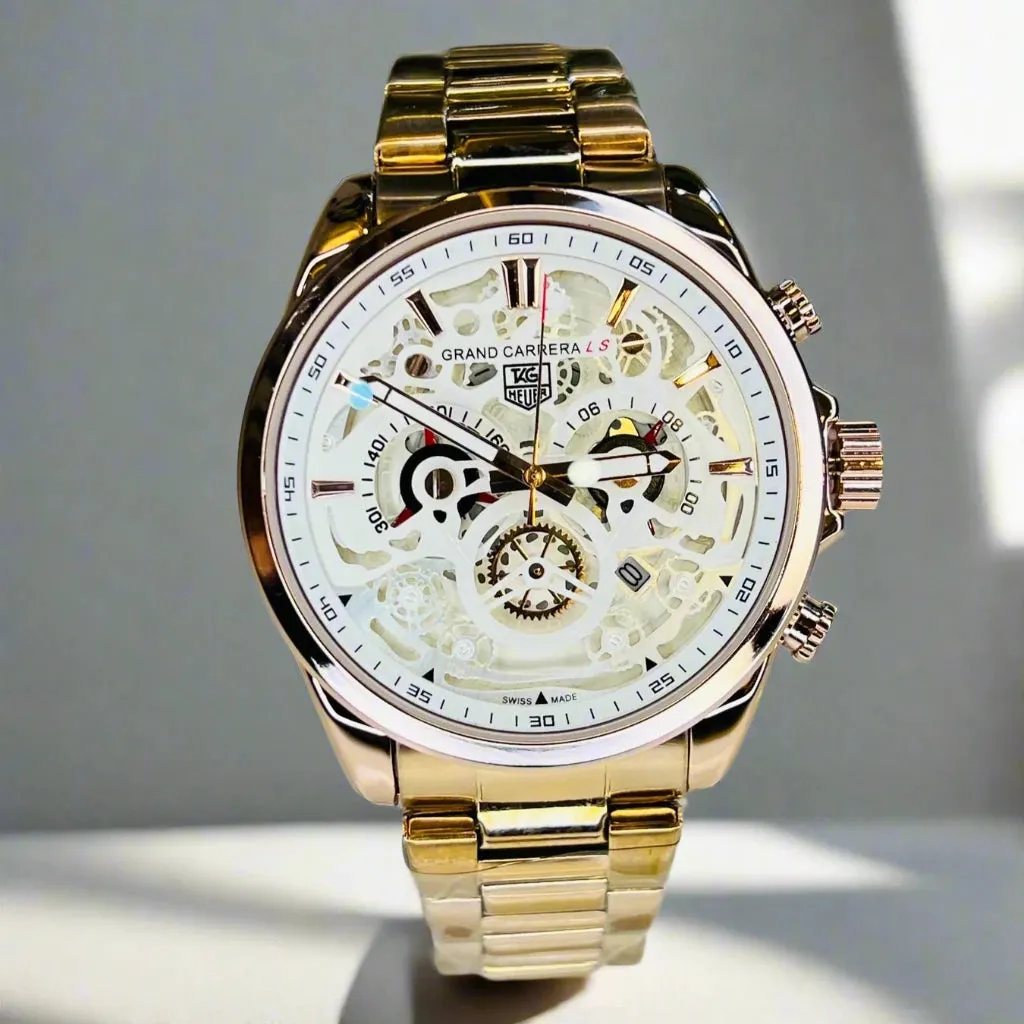 Luxury Grand Carrera Calibre 36 Skeleton Chain Strap Chronograph Business Watch