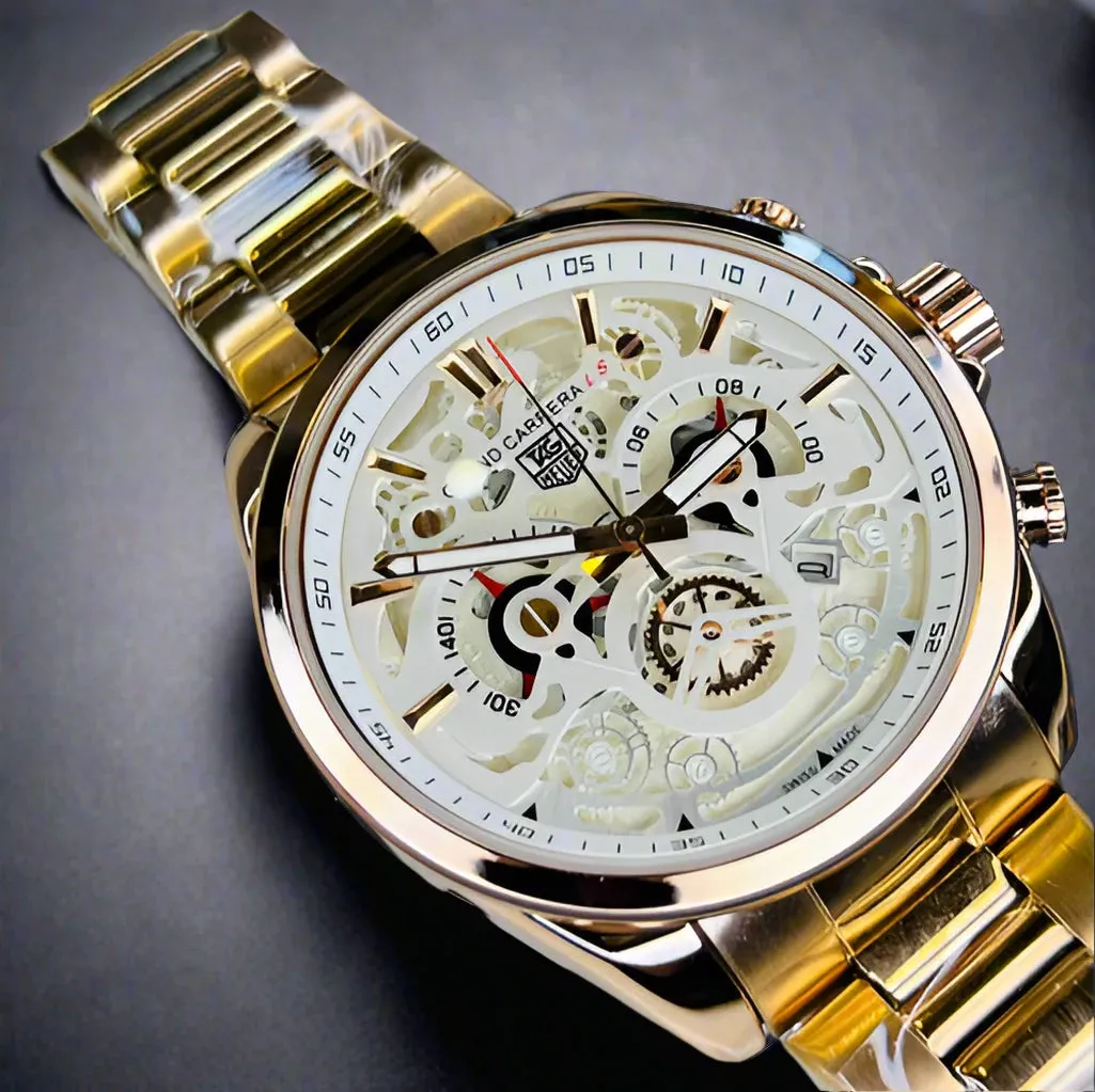 Luxury Grand Carrera Calibre 36 Skeleton Chain Strap Chronograph Business Watch