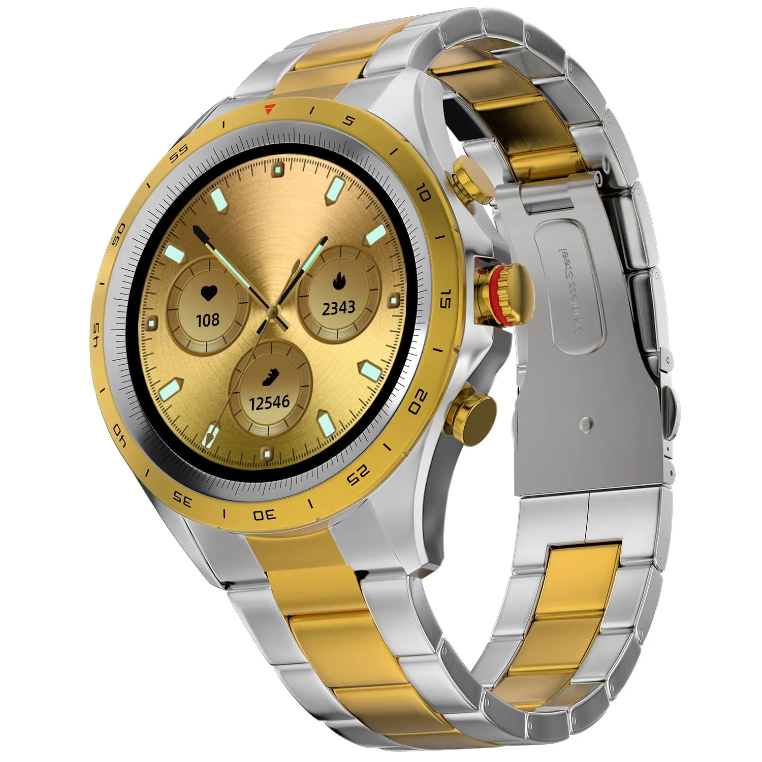 Luxury Stainless Steel Bluetooth Calling 360 Health Monitoring Display Watch