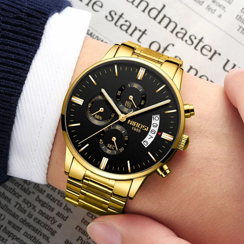 Men's Elegant Wrist Watches Sleek, Gold design, and Stylish Timepiece