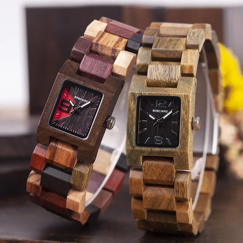 Men's Square Shaped Dial Wood Watch