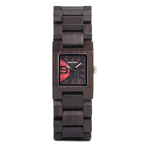 Men's Square Shaped Dial Wood Watch