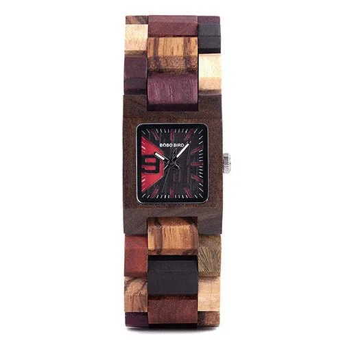 Men's Square Shaped Dial Wood Watch