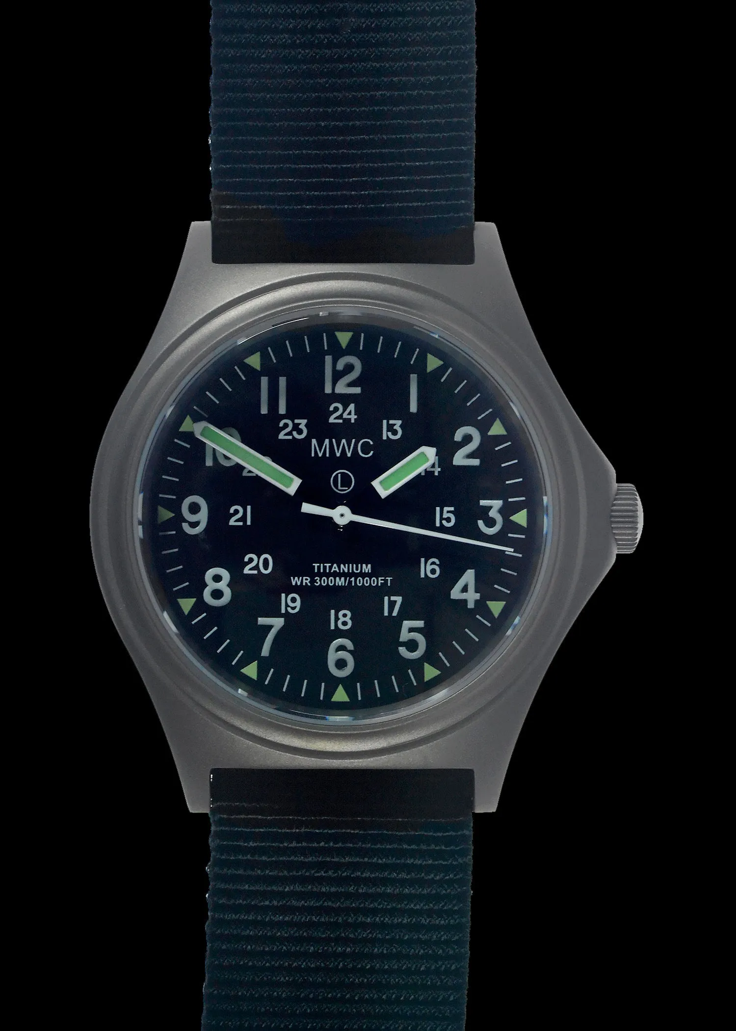 MWC Titanium General Service Watch, 300m Water Resistant, 10 Year Battery Life, Luminova, Sapphire Crystal and 12/24 Dial Format (Non Date Version)