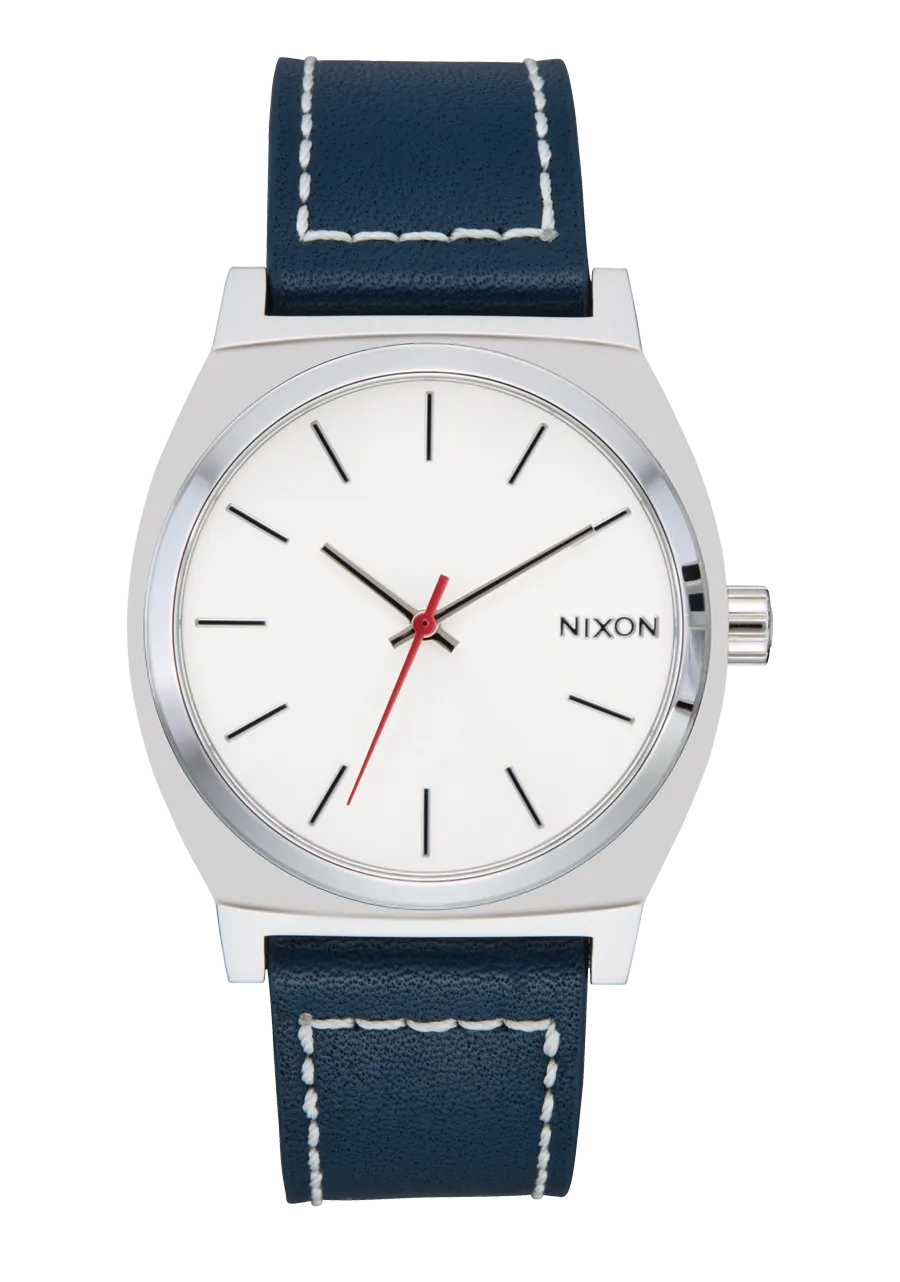 Nixon-WATCHES Time Teller Leather - SILVER/CLOUD/INDIGO