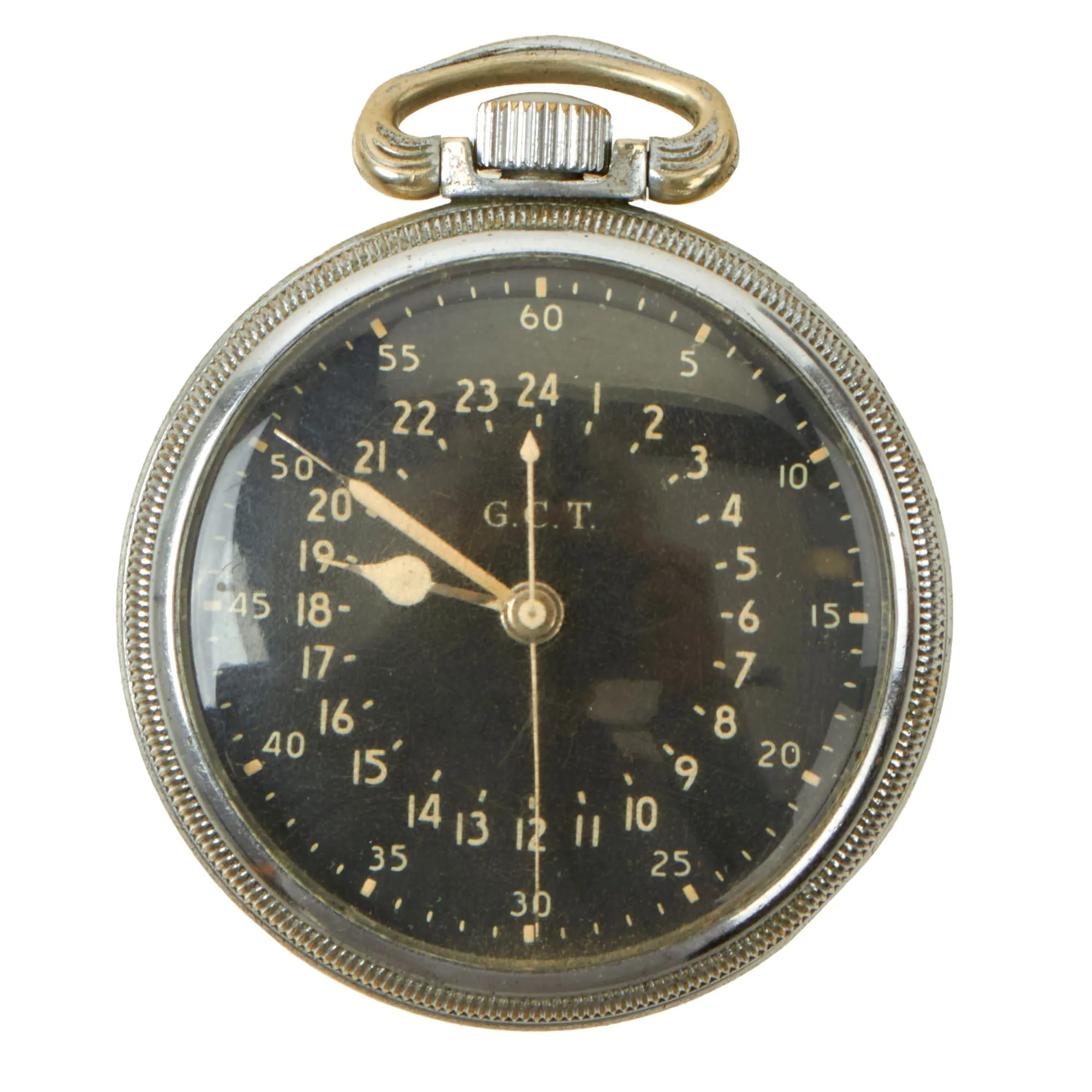 Original WWII USAAF 1942 Hamilton AN5740 G.C.T Navigator Pocket Watch with Carrying Case