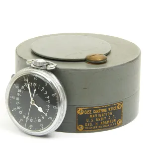 Original WWII USAAF 1942 Hamilton AN5740 G.C.T Navigator Pocket Watch with Case