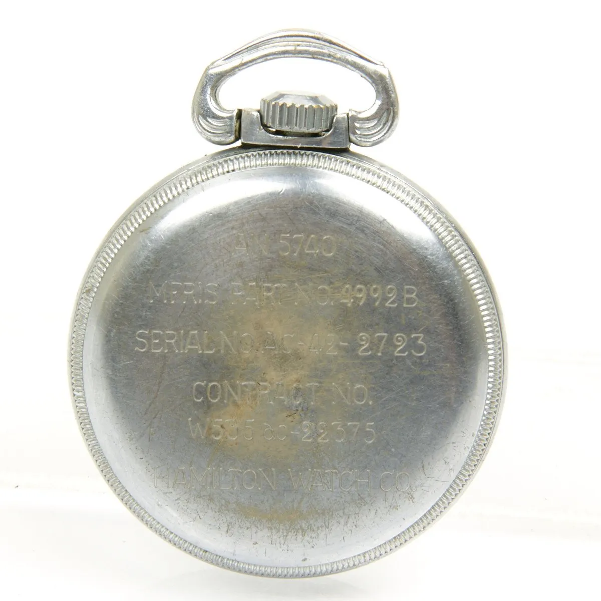 Original WWII USAAF 1942 Hamilton AN5740 G.C.T Navigator Pocket Watch with Case