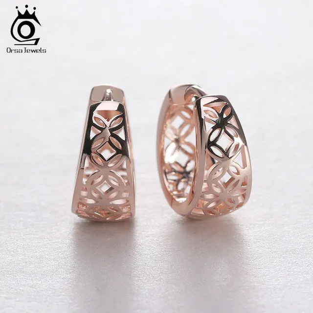 ORSA JEWELS 2017 New Hollow Out Design Fashion Earring Silver Color High Polished Jewelry Earring for Women OE28