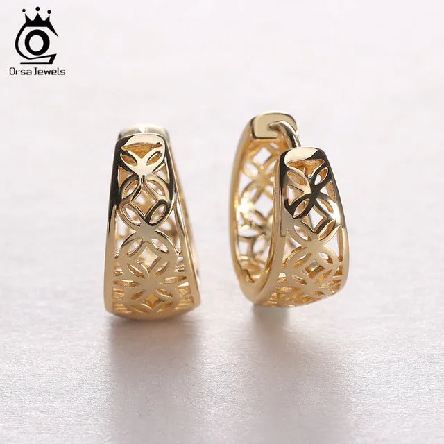 ORSA JEWELS 2017 New Hollow Out Design Fashion Earring Silver Color High Polished Jewelry Earring for Women OE28