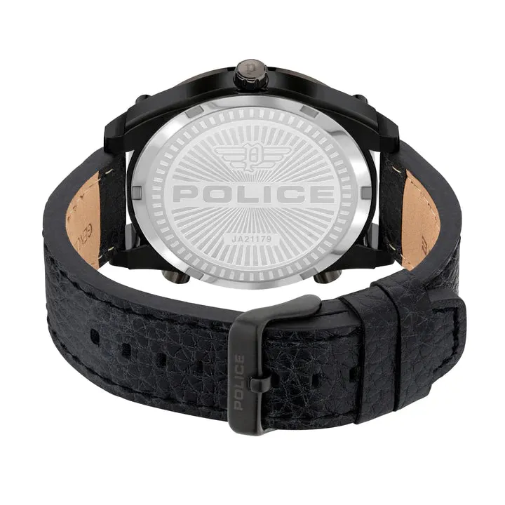 Police Wing Black Leather Strap Watch PEWJA2117942