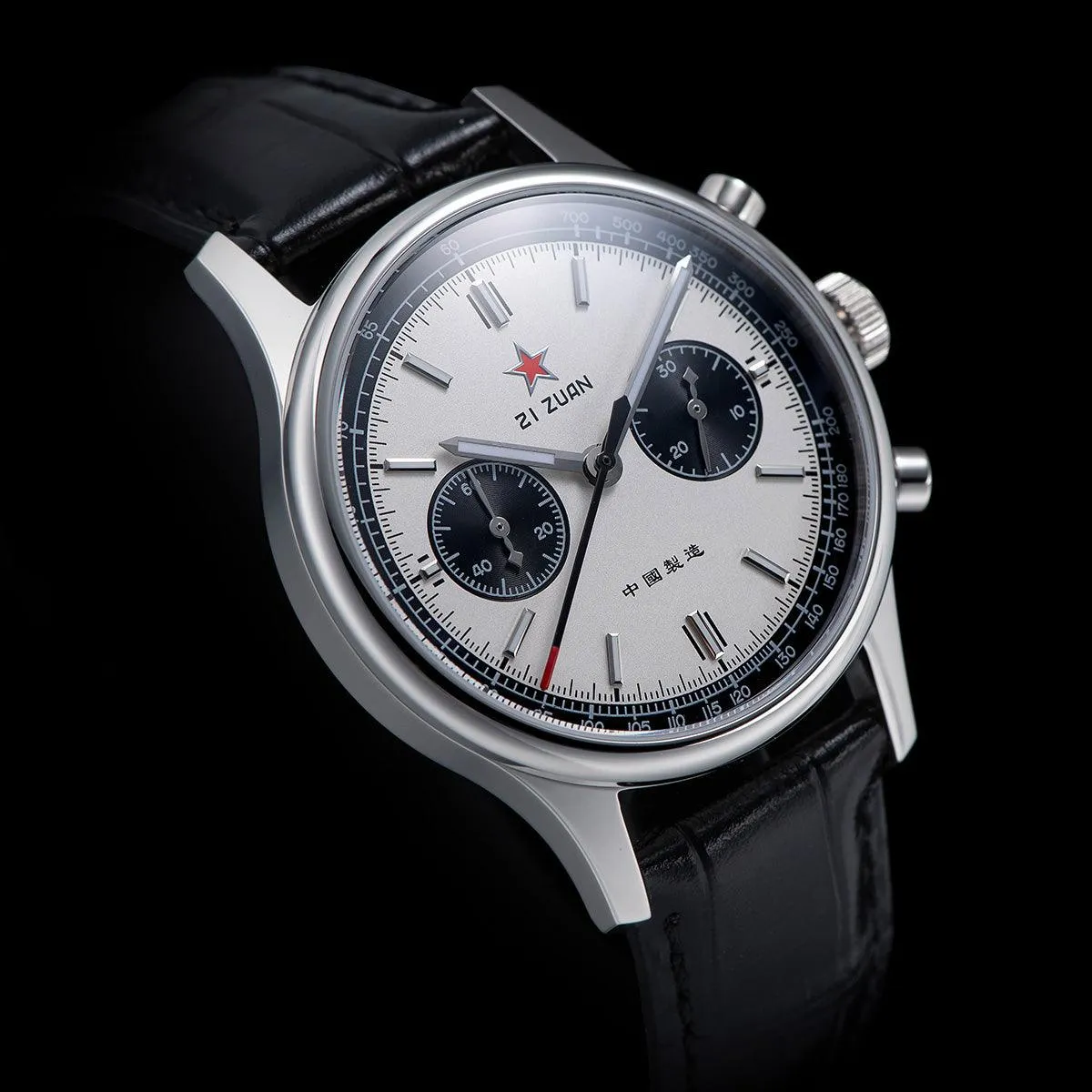 Seagull White Panda Mechanical Men's Watch with 21 Jewels, ST19 Chronograph, and Sapphire Crystal - Model: ST1901-1