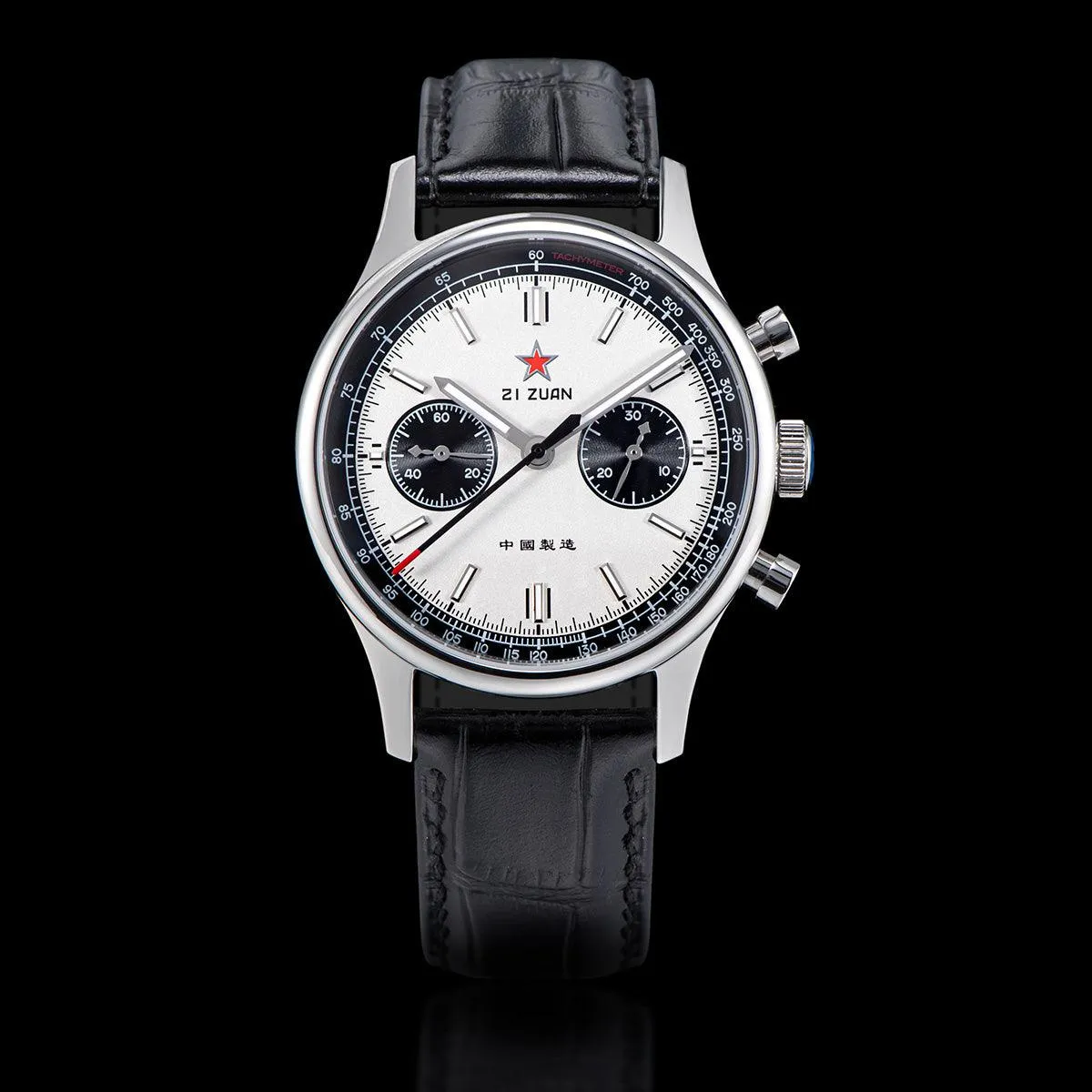 Seagull White Panda Mechanical Men's Watch with 21 Jewels, ST19 Chronograph, and Sapphire Crystal - Model: ST1901-1