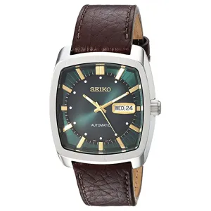 Seiko Mens Reformulated Black Dial Brown Leather Casual Automatic Watch - SNKP27