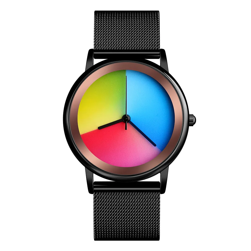 Simple Fashion Rainbow Waterproof  Unisex Watch