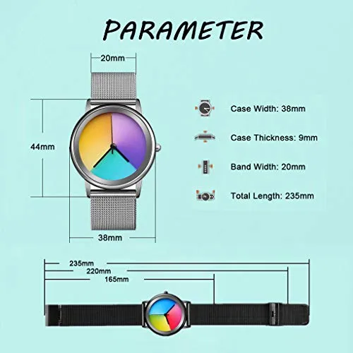 Simple Fashion Rainbow Waterproof  Unisex Watch