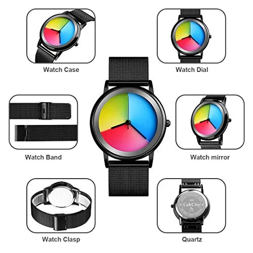 Simple Fashion Rainbow Waterproof  Unisex Watch