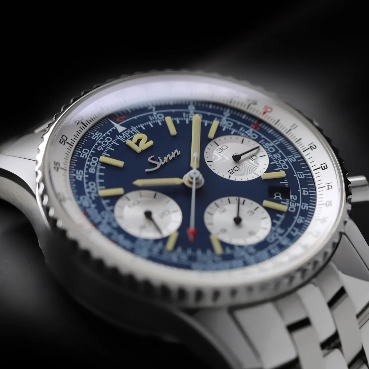 Sinn 903 St B E II Navigation Chronograph - Steel Bracelet - Blue Dial