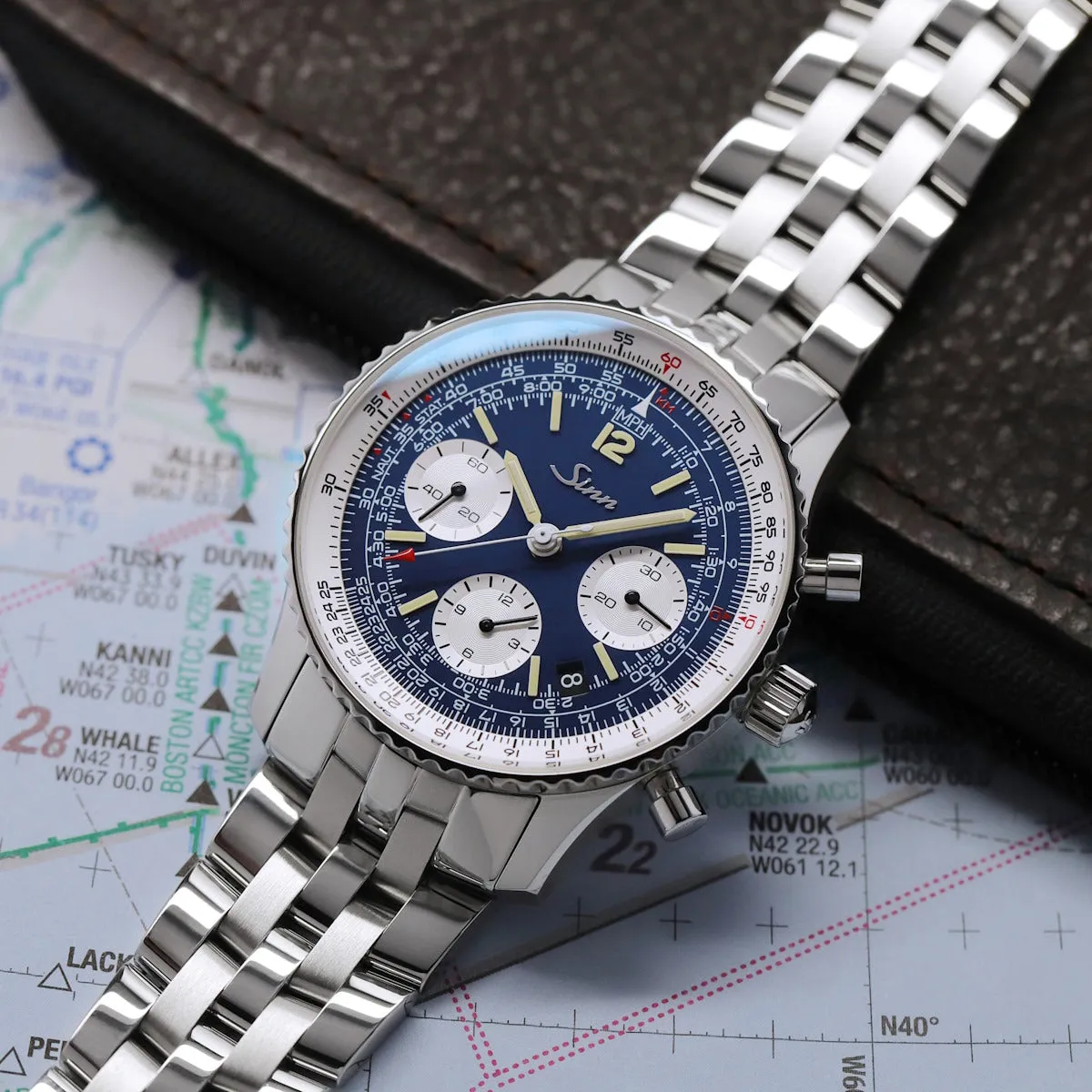 Sinn 903 St B E II Navigation Chronograph - Steel Bracelet - Blue Dial