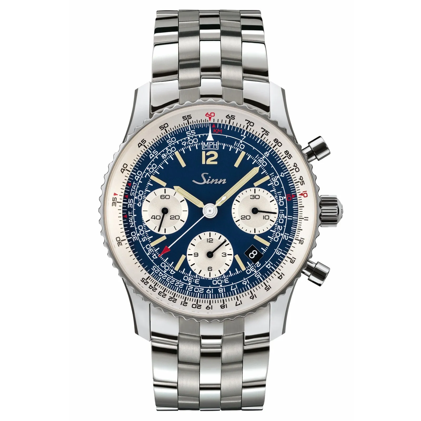 Sinn 903 St B E II Navigation Chronograph - Steel Bracelet - Blue Dial