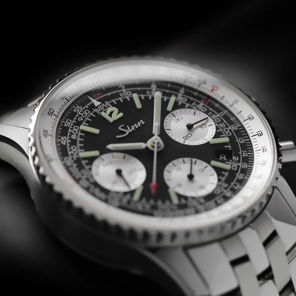 Sinn 903 St II Navigation Chronograph - Steel Bracelet - Black Dial