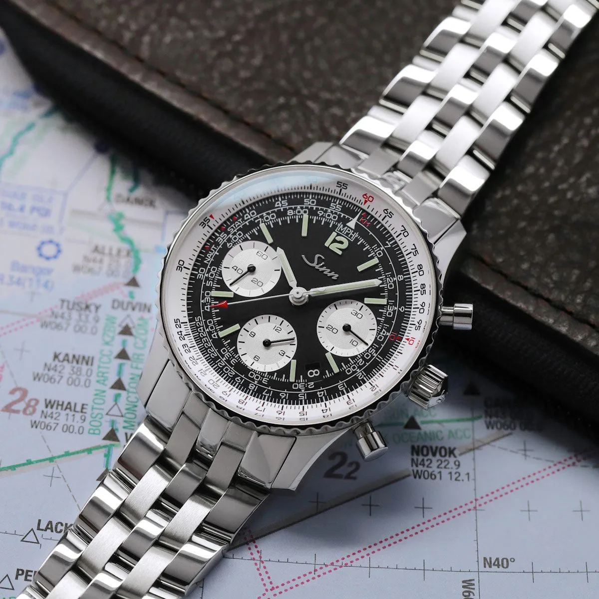 Sinn 903 St II Navigation Chronograph - Steel Bracelet - Black Dial