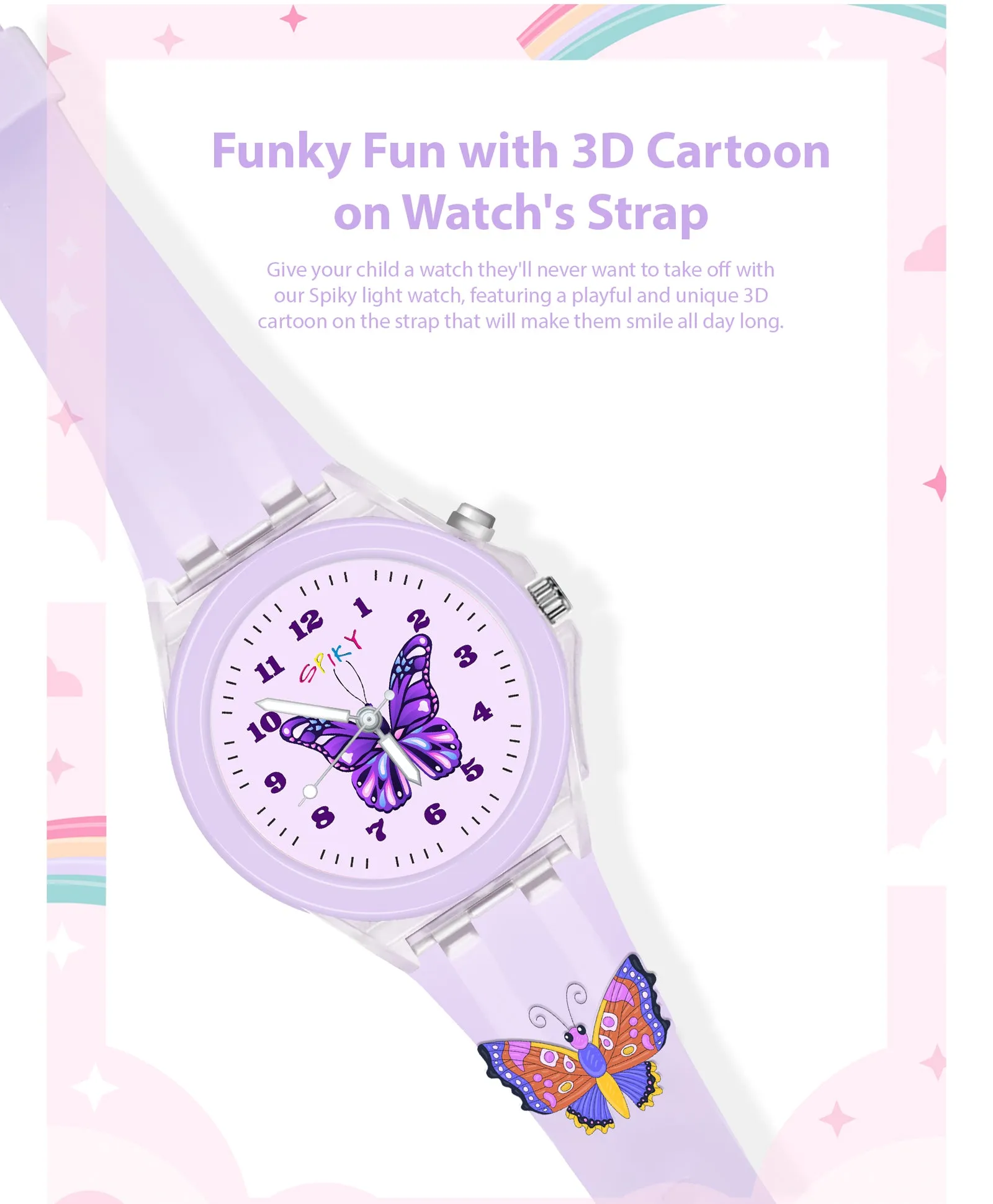 Spiky 3D Cartoon Astronaut Analog Light Watch for Kids Boys & Girls - Dark Blue