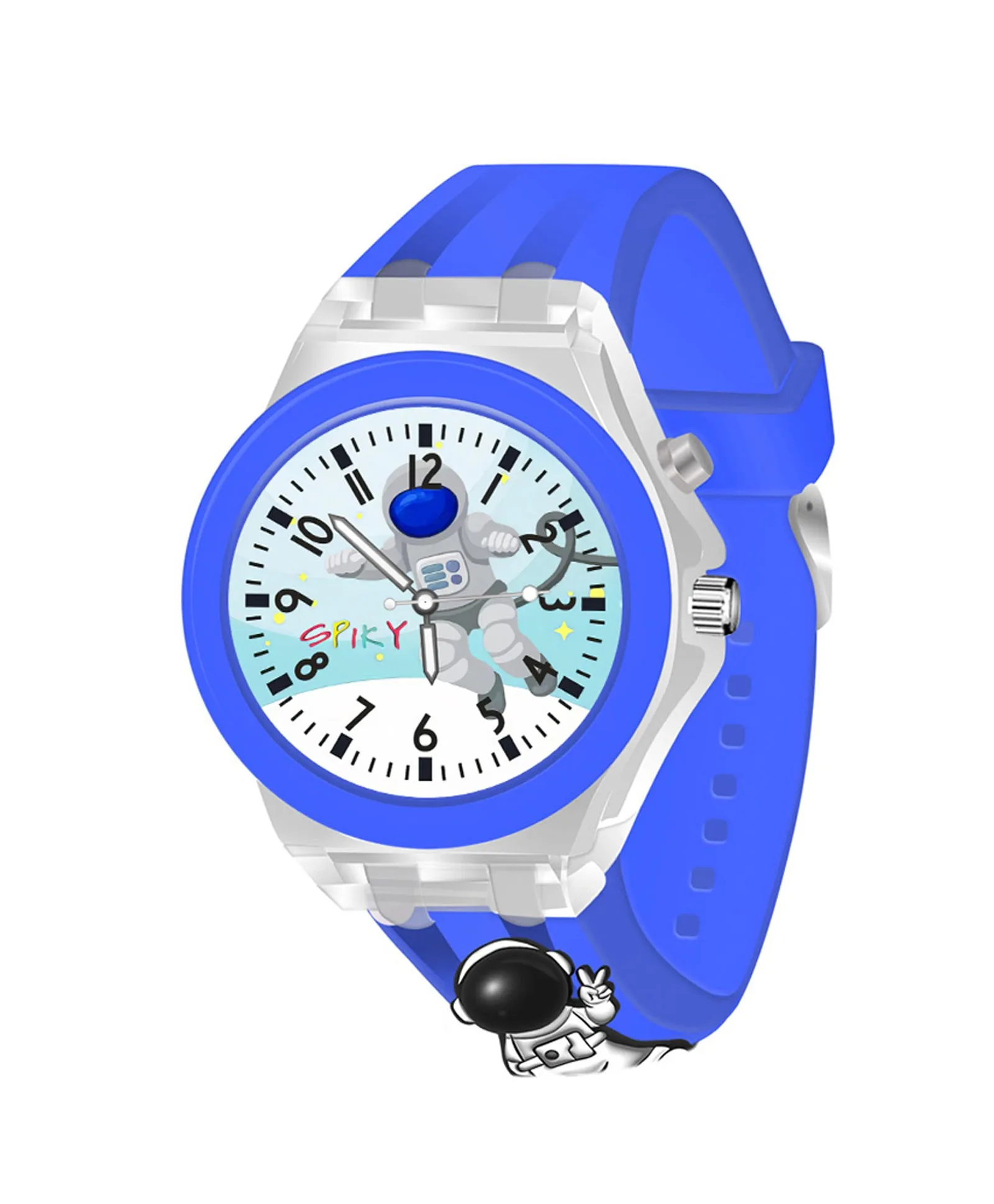 Spiky 3D Cartoon Astronaut Analog Light Watch for Kids Boys & Girls - Dark Blue